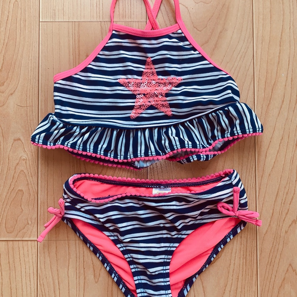 Hula Star Girls Stripe Star Two-Piece Swimsuit